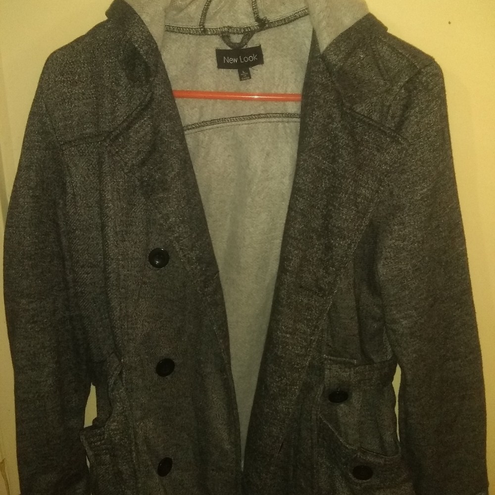 Women's mid length black/ grey trench coat